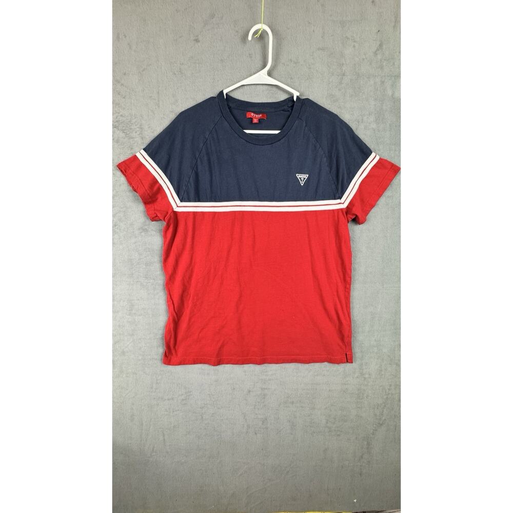 Guess Shirt Large Adult Red Navy Blue Casual Slim Fit Logo Modern Fit Mens XXL